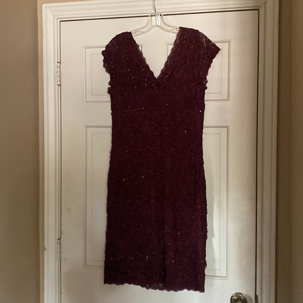 Marina burgundy beaded dress